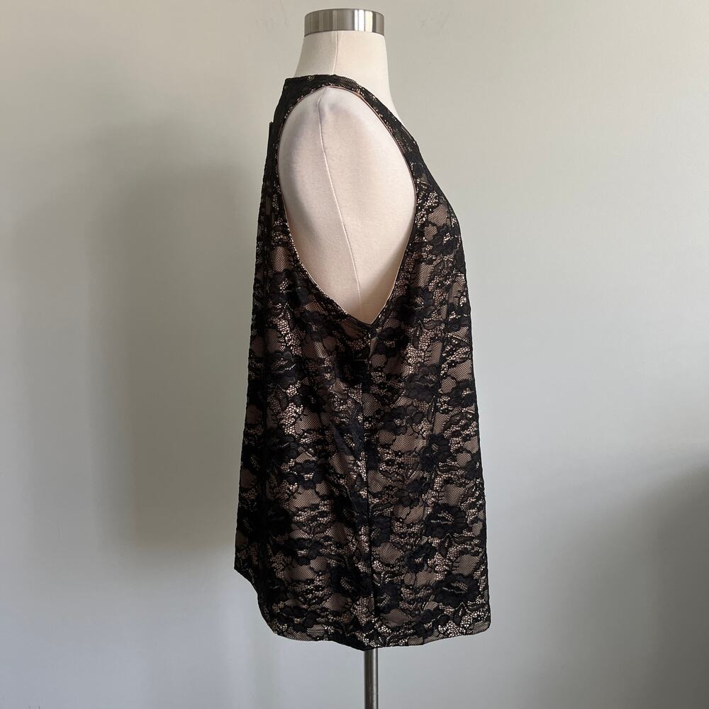 Torrid Lace Overlay Tank Black Nude Sleeveless Blouse Torrid 2 18/20 NWT - Picture 4 of 9